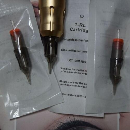 100 Tattoo Cartridge Needles 1RL Disposable Sterilized Tattoo Cartridge Needles For Tattoo Machine Pen Makeup Tattoo Gun Machine