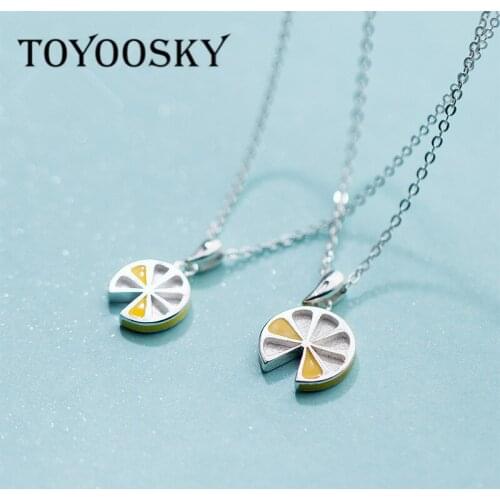 100% REAL. 925 Sterling Silver Fine Jewelry Fruit Yellow Lemon Pendant Necklace Birthday Party Gifts