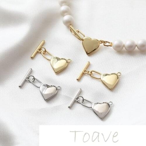 14K bag gold peach heart love O+T button link buckle diy string pearl beads necklace bracelet material accessories