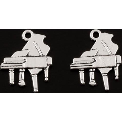 20Pcs silver Plated Piano Charms Music Pendant for Jewelry Accessories Making Bracelet Findings 16x20mm A1025