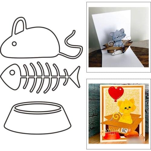 2021 New Pattern Metal Cutting Dies For Mould Cut Paper Craft Making Fish Bone and Mouse Greeting Card DIY Scrapbooking No Stamp