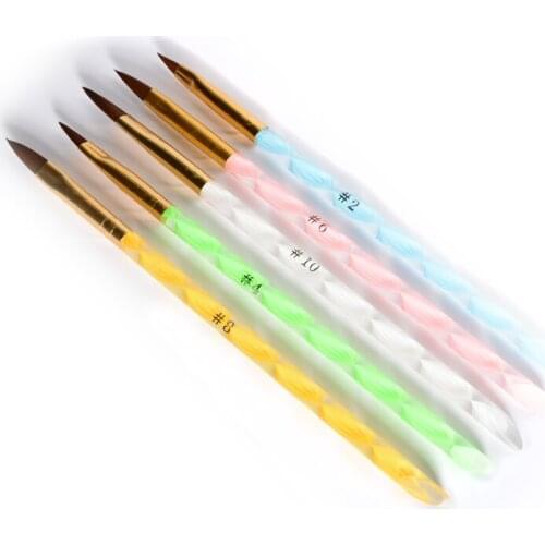 5 Pcs 2-Ways Size 4 6 8 10 12 Acrylic Nail Art Brush Pen Carving Cuticle Pusher