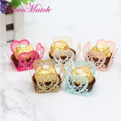 50pcs Exquisite Heart Laser Cut Wedding Candy Bar Wedding Favors And Gifts Chocolate Bar Party Decoration Baby Shower Decoration