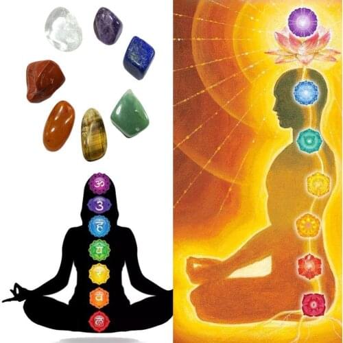 7 Pcs /Set Seven Color Crystal Natural Stones Chakra Reiki Healing Crystals Tones Prayer Spiritual Yoga Energy Stone Home Decor