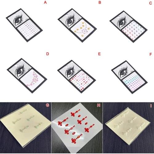9stylesChristmas DIY Eye Tattoo Stickers Makeup Xmas Decor Eyebrow Face Body Art Adhesive Crystal Glitter Jewels Festival Party
