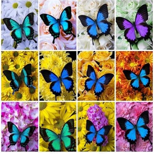 Butterfly 5D Diy Diamond Paintings Full Square Round Wall Art Rose Flower Pictures Embroidery Mosaic Cross Home Decoration Gift