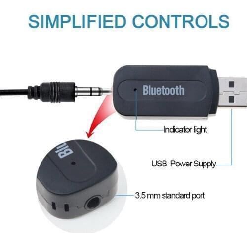 Bluetooth AUX Stereo Music USB Bluetooth Car Music Receiver Dongle Kit with Audio Cable for iPhone Car Bluetooth Adapter