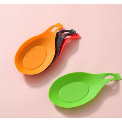 Large Silicone Spoon Rest Non-Slip Slope Design Counter Spatula Tableware Holder Soft & Safe Easy to Clean Material TS2