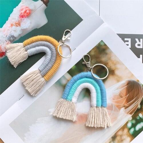 Color Arch Bridge Keychain Hand-woven Student Backpack Ornaments Simple Style Childrens Pendant Girl Kid Gift Room Decoration