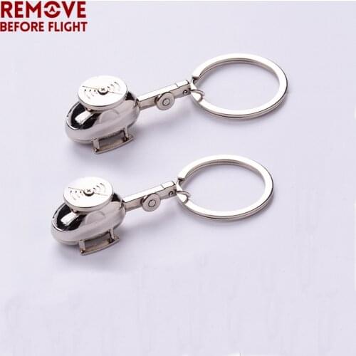 Wholesale Brand Jewelry Key Chains Helicopter Shaped Key Ring Chain for Aviation Gifts Creative Metal Plane Keychain 10 PCS/LOT