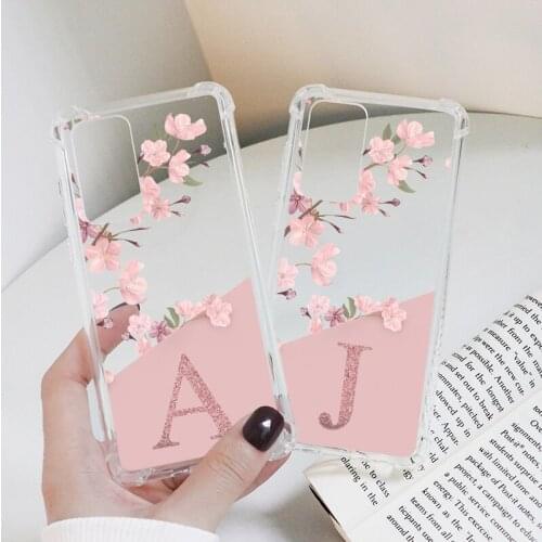 Flower Letters Case For Xiaomi Redmi Note 9 Pro Max 9S 8 7 Pro 8T 8A 9A 9C NFC Transparent Hard PC Protective Bumper Funda Cover