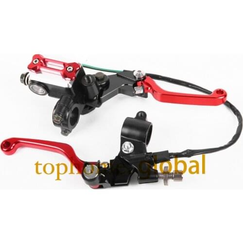 CNC 7/8" Brake Master Cylinder Pressure Switch Reservoir Levers Dirt Pit Bike Set Red For Honda CRF150R 2007-2015 2008 2009
