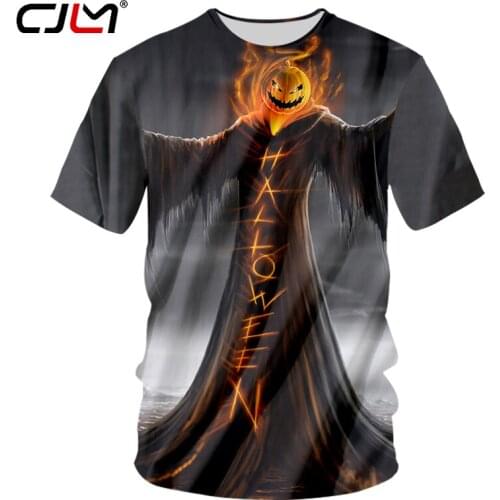 CJLM Men Tshirts 2018 Summer Tops Funny Print Halloween Pumpkin Witch 3d T Shirts Male Regular Short Sleeve Tees Undershirts