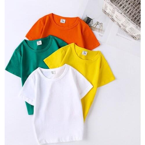Childrens boys girls t-shirt cotton short-sleeved top casual loose-fitting T-shirt half-sleeved baby childrens clothing