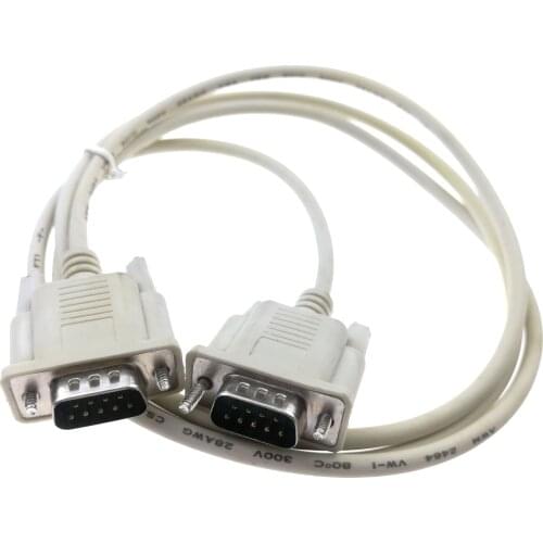 DB9 Serial Port RS232 9Pin COM Data Extension Cable Male to Male Panel Mount Wire with Screws White 1.3M