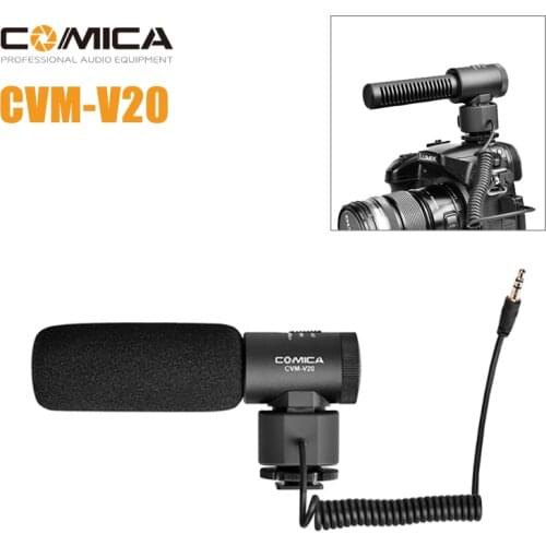 Comica CVM-V20 Condenser Shotgun Video Microphone Interview Mic Wind Muff for Canon Nikon Sony Fuji Lumix Camera