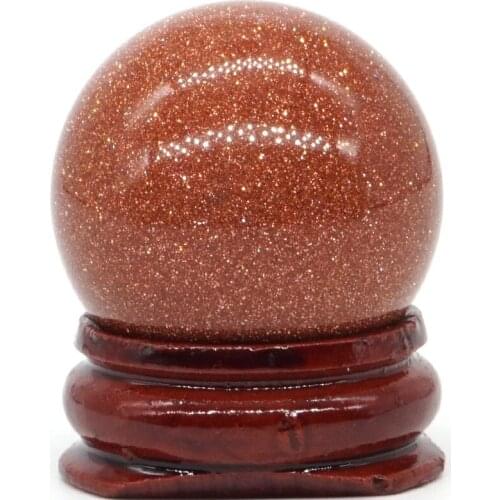 Nice Red Goldstone Sand Ball Mineral Quartz Sphere Hand Massage Crystal Ball Healing Feng Shui Home Decor Accessory 30mm