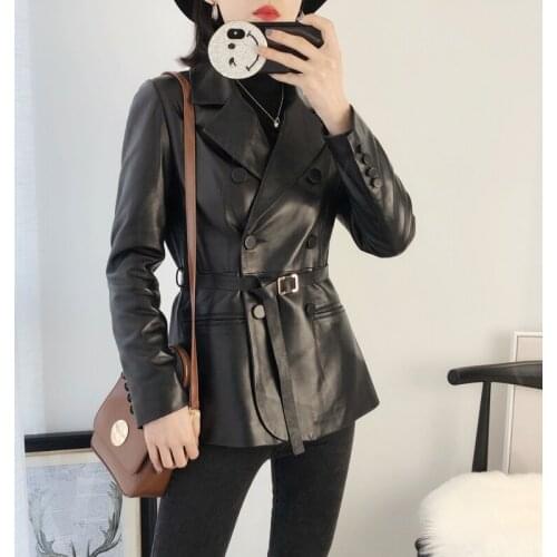 Real Genuine Leather Jacket Women Autumn Female Sheepskin Coat Korean Ladies Coats Womens Clothes Blouson Cuir Femme WPY1957