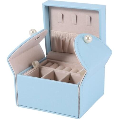 Small Jewelry Box Organizer Microfiber PU Leather Box Storage Case for Earrings Rings Necklaces