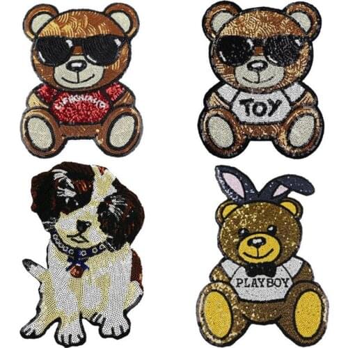 Cartoon Patch Sequin Patches Sew On Clothes Patch 3D pailletten Applique DIY Stickers For T-shirt Jeans