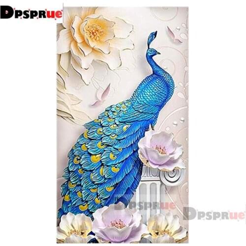 Dpsprue Full Square/Round Diamond Painting Kit Cross Stitch Beautiful peacock Pink Diamond 3D Embroidery DIY 5D Moasic Gift 02