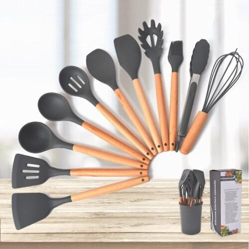 12 Pcs/set Silicone Kitchenware Cooking Utensils Set Non-stick Cookware Spatula Spoon Shovel Egg Beaters Cooking Tool