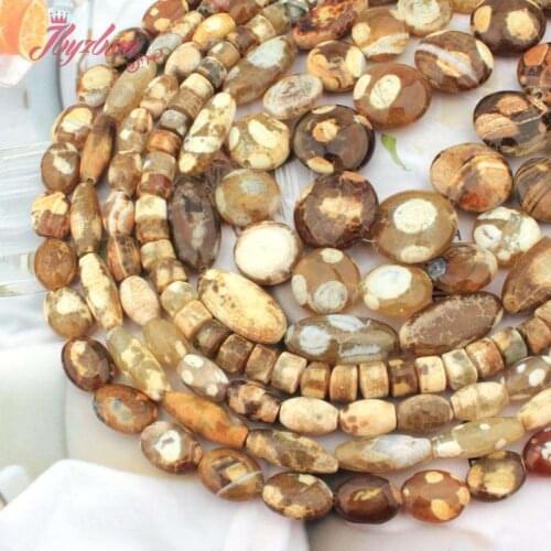 Natural Multicolor Agates Oval Coin Rondelle Loose Natural Stone Beads For DIY Necklace Bracelets Jewelry Making Strand 15"
