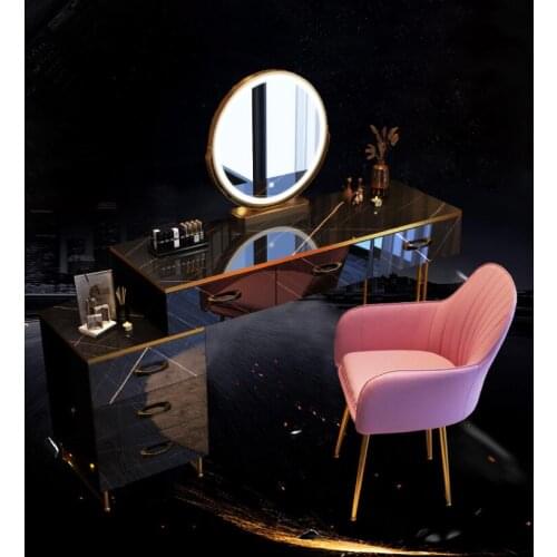 Nordic light luxury dressing table Modern minimalist bedroom small apartment storage integrated cabinet with lamp makeup table