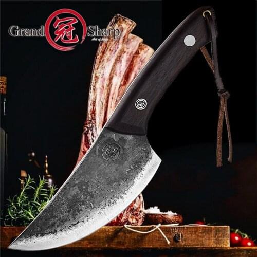 Chef Knife Handmade Boning Knife Full Tang Kitchen Knives High Carbon Clad Steel Hunting Camping Cooking Cutlery Grandsharp