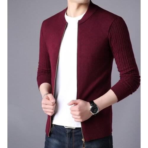 2020Autumn Winter Mens Sweater Male Jacket Solid Color Sweaters Knitwear Warm Sweatercoat Cardigans Men Clothing