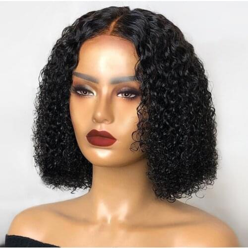 Deep Culry 4X4 Lace Closure Bob Wig 13x4 Lace Frontal Bob Wigs Part Lace Wig Peruvian Human Hair Bleach Knots With Baby Hair