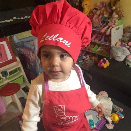 Personalized Kids Chef Cooking Apron, Chefs Color Matching Hat, Custom Kids Chef Apron Chef Hat Set, Baking Kitchen Supplis
