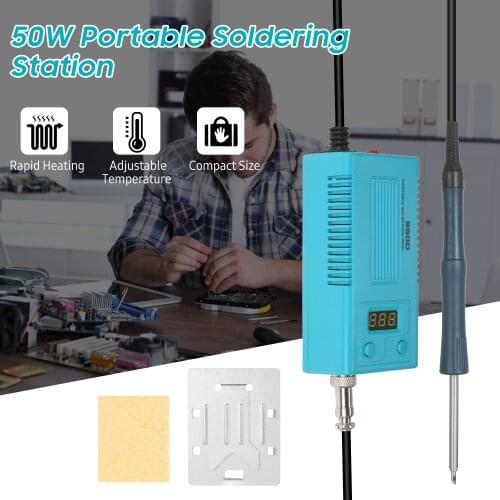 50W Portable Soldering Station with Digital Display 180 to 450℃ Adjustable Temperature Mini Soldering Iron Kit ℃/ ℉ Switchable
