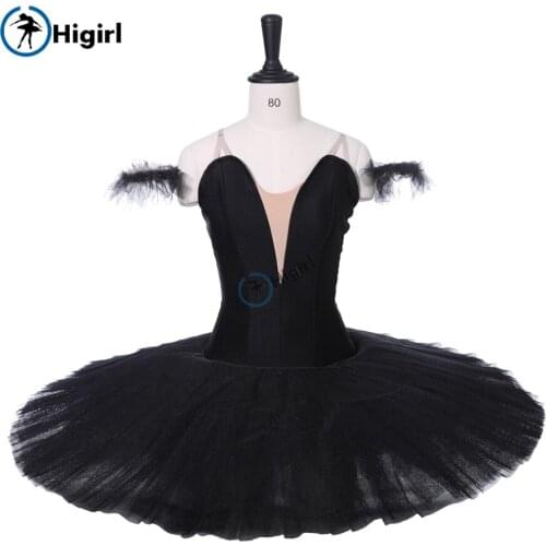 Girls Black Swan Professional Tutu Ballet Stage Costumes Women Ballerina Dance Tutu Performance Junior BT9111