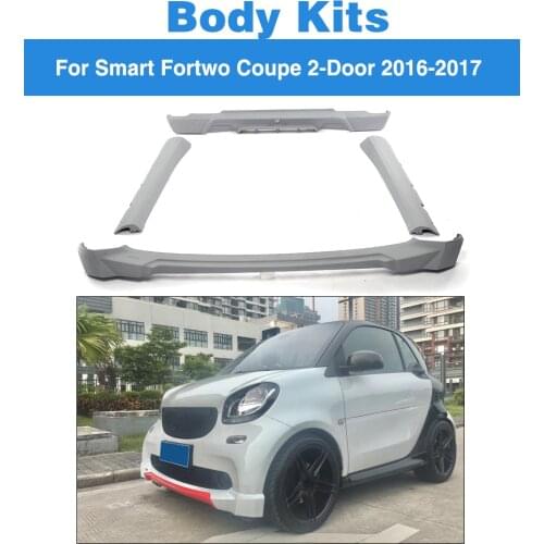 PU Grey Auto Front Side Rear Bumper Guard Aprons Body Kits for Smart Fortwo Coupe 2-Door 2016-2017 Car Accessories