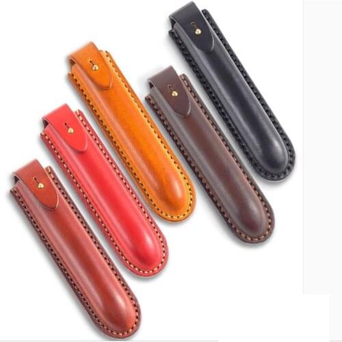 Handmade Simple Style Leather Pen Pencil Single pen Case Holder Box Bag Storage Container Outdoor Tool