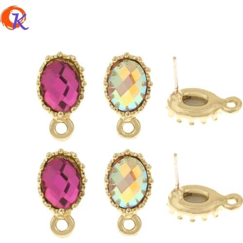 Cordial Design 100Pcs 8*14MM Jewelry Accessories/Rhinestone Earrings Stud/Oval Shape/Hand Made/DIY Making/Earring Findings