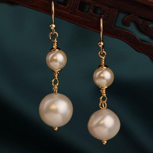New Fashion Exquisite Korean style Vintage Drop Freshwater pearl earrings Birthday gift earrings Ethnic Jewelry for women