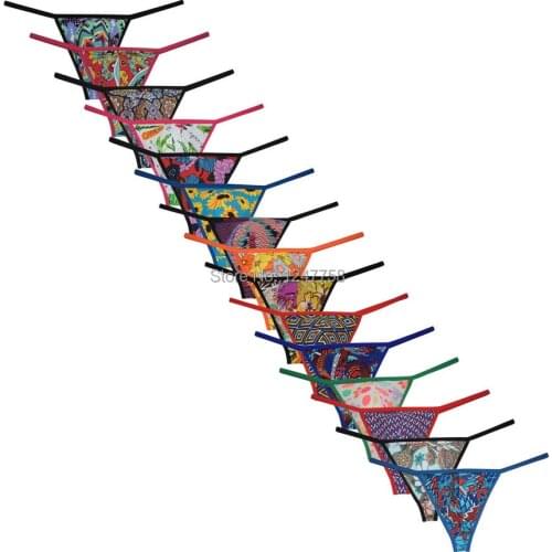 Men Printed Pouch String Thong Underwear G-string Jockstrap Shorts Hipster Pants Man Shorts