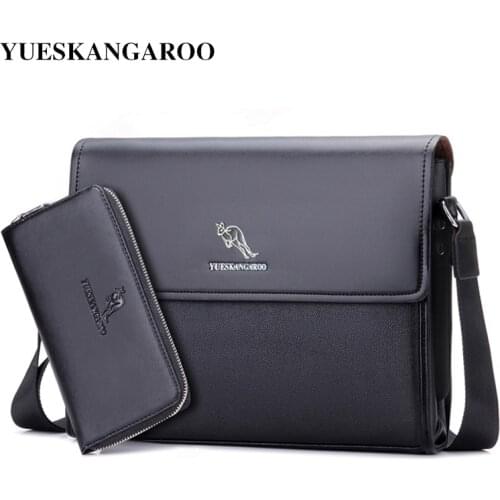 KANGAROO Brand Leather Men Bag Business Shoulder Bag Casual Mens Crossbody Messenger Bag For A4 document Briefcase Handbag bolsa