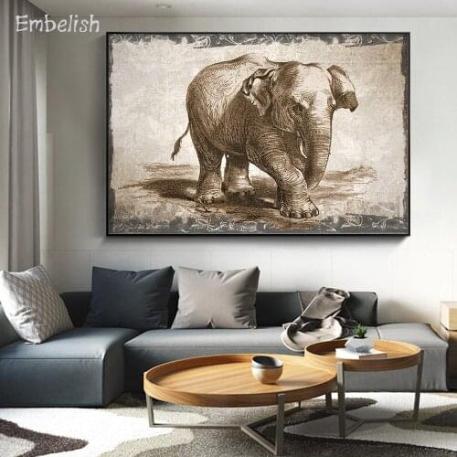 Embelish 1 Pieces Big Size Still Life Elephant Animals Wall Art Pictures For Living Room Modern Home Decor HD Canvas Paintings