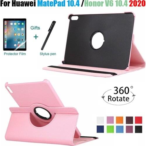 Smart Rotating PU Leather Case for Huawei MatePad 10.4 BAH3-AL00/W09 10.4" Tablet Funda Cover for Honor V6 10.4 KRJ-W09+Film+Pen