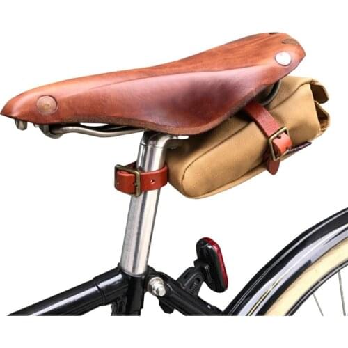 Tourbon Vintage Bike Bicycle Seat Tail Saddle Bag Case Phone Pouch Waxed Canvas Water Repellent Cycling Accessories