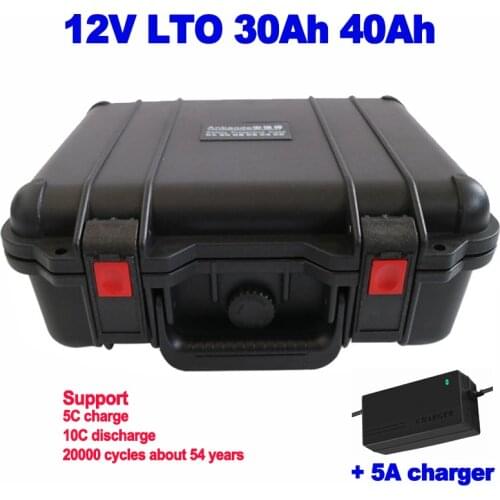 Waterproof 12V 30Ah 40Ah LTO Lithium titanate battery pack for disinfection machine Fish Finder monitor ups AGV LED + 5A charger