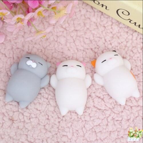 Healing Fun Kawaii Kids Adult Toy Mochi Cute Squishy Stress Reliever For Phone Case Straps Cat Squeeze