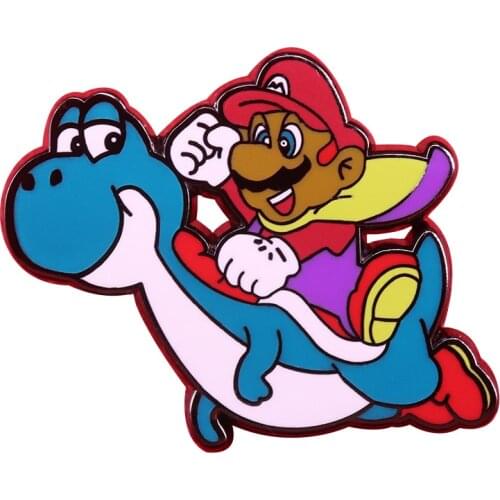 Ride Yoshi enamel pin cute dinosaur brooch Ninteno game fans gift funny coat shirt accessory
