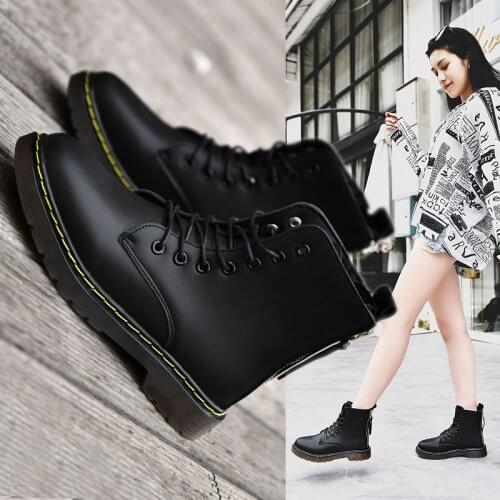 Women Shoe Ankle Boots Female Rubber Booties 2021 Punk Spring Autumn Microfiber Leather Double Zipper Ladies Martin Black Boot