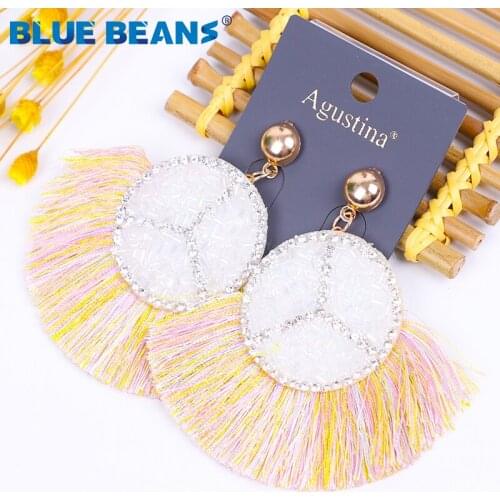 Women Fashion bohemian Tassel Earrings For Round Multicolor Drop Dangle Earring Fringed statement Jewelry Femme wholesale 2019