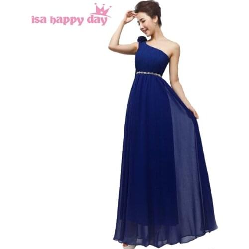 Robes de soirees design woman royal blue party a line chiffon ladies one shoulder prom dress long dresses 2020 new H1796