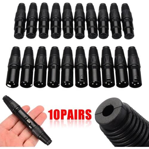 10Pairs 3 Pin XLR Audio Cable Connector 3Pin Male Female MIC Snake Plug for Microphone Cable Electrical Adapter